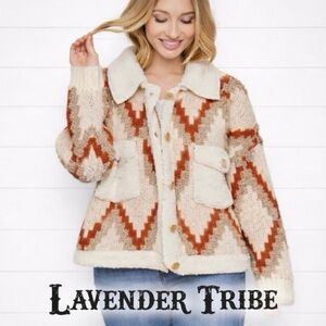 NWT. Quilted Cardigan Sweater Coat / Women's Shacket Western Boho Jacket.
Sz.L